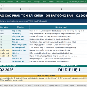 File Excel tính toán chỉ số tài chính cho doanh nghiệp BĐS