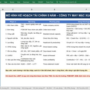 Kế hoạch tài chính 5 năm – Công ty may mặc